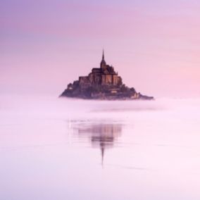 Tableau sur toile mont-saint-michel rosé 65x65 cm - Fabriqué en France