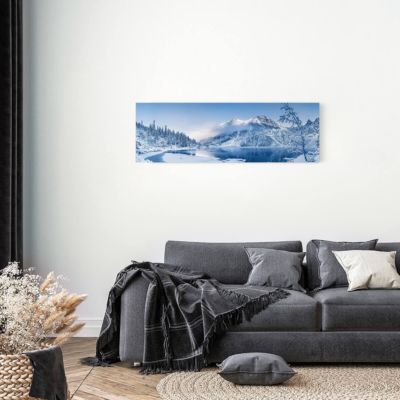 Tableau sur toile montagne blanche 30x97 cm Fabriqué en France