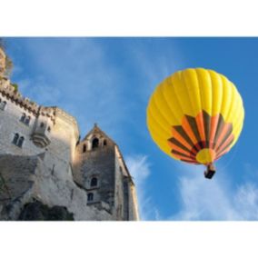 Tableau sur toile montgolfiades jaune 65x97 cm - Fabriqué en France