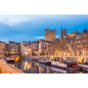 Tableau sur toile narbonne de nuit 30x45 cm - Fabriqué en France