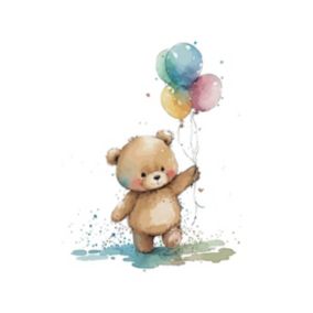 Tableau sur toile ourson ballons 30x45 cm - Fabriqué en France