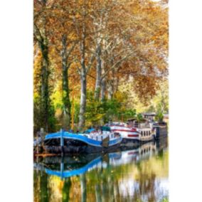 Tableau sur toile péniches canal du midi 30x45 cm - Fabriqué en France