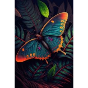 Tableau sur toile papillon néon 45x65 cm Fabriqué en France