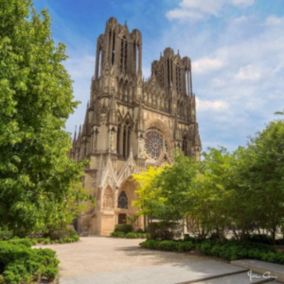 Tableau sur toile parc cathédrale notre-dame de reims 65x65 cm - Fabriqué en France