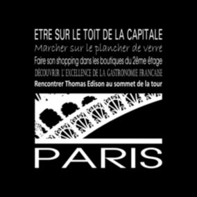 Tableau sur toile paris tour eiffel noir 30x30 cm Fabriqué en France