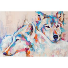 Tableau sur toile peinture de loups 30x45 cm - Fabriqué en France