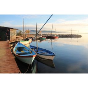 Tableau sur toile petits bateaux port de saint-aunes 45x65 cm - Fabriqué en France