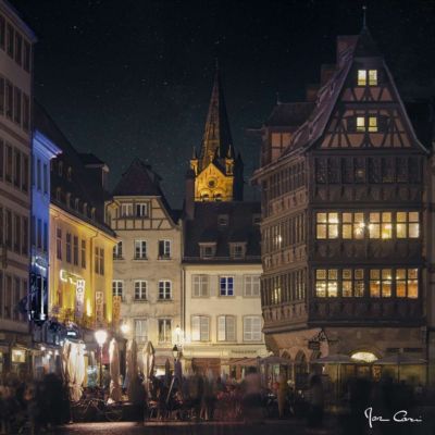 Tableau sur toile place cathédrale de strasbourg 45x45 cm Fabriqué en France