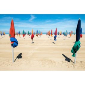 Tableau sur toile plage de parasols 65x97 cm - Fabriqué en France