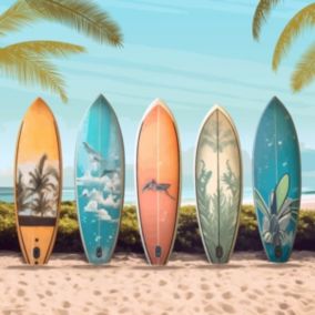 Tableau sur toile planches de surf 30x30 cm - Fabriqué en France