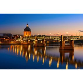 Tableau sur toile pont saint-pierre toulouse au crépuscule 45x65 cm - Fabriqué en France