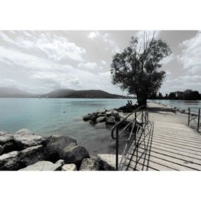 Tableau sur toile ponton du lac d'annecy 45x65 cm - Fabriqué en France