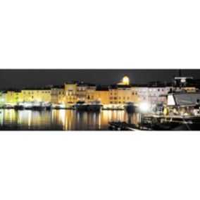 Tableau sur toile port saint-tropez nuit 30x97 cm - Fabriqué en France