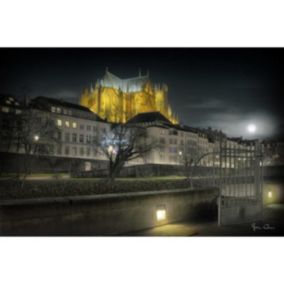 Tableau sur toile quai cathédrale saint-étienne de metz 65x97 cm - Fabriqué en France