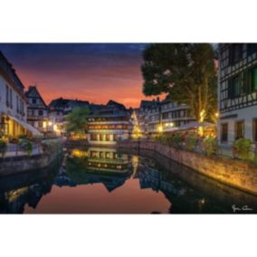 Tableau sur toile quai strasbourg au crépuscule 45x65 cm - Fabriqué en France