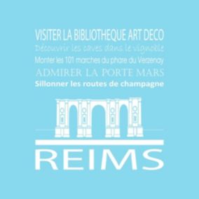 Tableau sur toile reims bleu clair 30x30 cm - Fabriqué en France