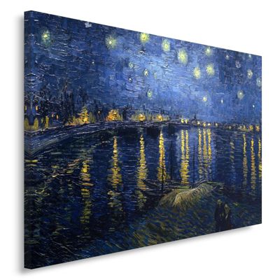 Tableau Toile 100x70cm Arbre Maison Nuit Étoilée - Décoration Murale ARTTOR