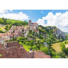 Tableau sur toile saint-cirq-lapopie village 65x97 cm - Fabriqué en France