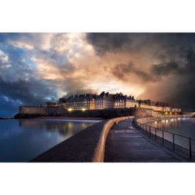 Tableau sur toile saint-malo de nuit 45x65 cm - Fabriqué en France