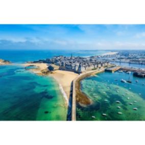 Tableau sur toile saint-malo vue du ciel 45x65 cm - Fabriqué en France