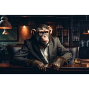 Tableau sur toile singe businessman 45x65 cm - Fabriqué en France