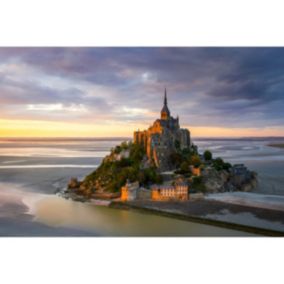 Tableau sur toile sunset mont-saint-michel 65x97 cm - Fabriqué en France