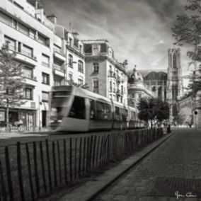 Tableau sur toile tram cours langlet de reims 45x45 cm - Fabriqué en France