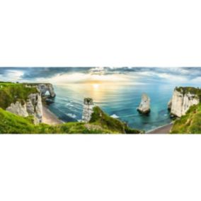 Tableau sur toile vue panoramique d'etretat 30x97 cm - Fabriqué en France