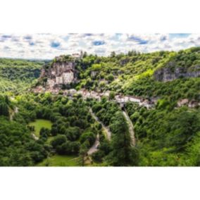 Tableau sur toile vue sur rocamadour 100x140 cm - Fabriqué en France