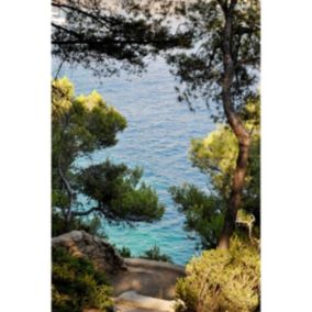 Tableau sur verre chemin vers les calanques 45x65 cm - Fabriqué en France