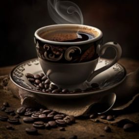 Tableau sur verre graines de cafe 45x45 cm Fabriqué en France