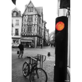 Tableau sur verre rue grand marché tours noir et blanc 45x65 cm - Fabriqué en France