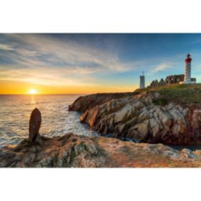 Tableau sur verre sunset phare saint-mathieu 45x65 cm - Fabriqué en France