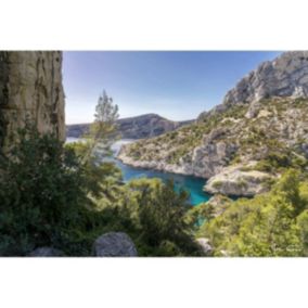 Tableau sur verre synthétique calanque 65x97 cm - Fabriqué en France