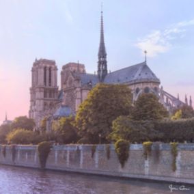 Tableau sur verre synthétique notre dame depuis la seine 90x90 cm - Fabriqué en France