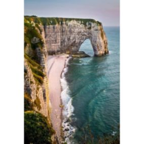 Tableau sur verre synthétique plage etretat 65x97 cm - Fabriqué en France