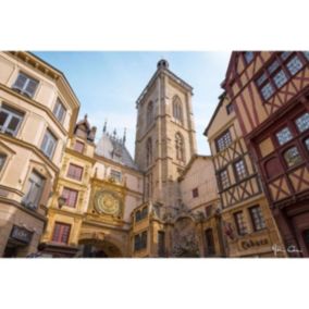 Tableau sur verre synthétique rue gros horloge de rouen 65x97 cm - Fabriqué en France