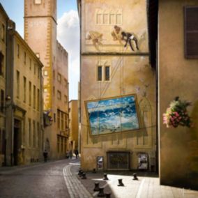 Tableau sur verre synthétique rue trinitaires de metz 90x90 cm - Fabriqué en France