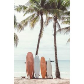 Tableau sur verre synthétique surfs et palmiers 65x97 cm - Fabriqué en France