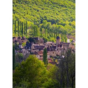 Tableau sur verre synthétique village d'autoire 80x120 cm - Fabriqué en France