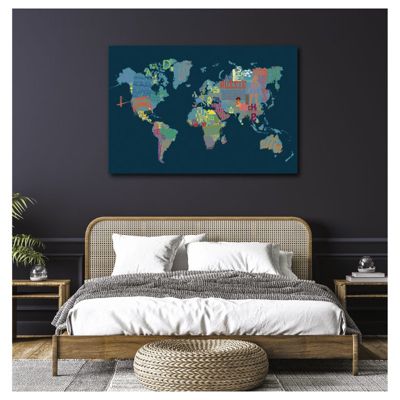 Tableau toile en kit BLEU WORLD 140 x 95 cm - Toile textile sans PVC, Made in France par Scenolia