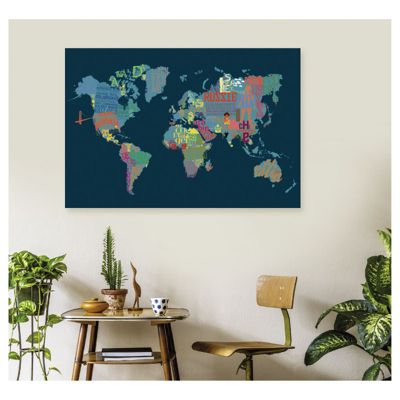 Tableau toile en kit BLEU WORLD 140 x 95 cm - Toile textile sans PVC, Made in France par Scenolia