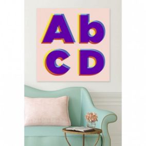 Tableau verre acrylique Abcd 90 x 90 cm - Décoration murale lettres pour la maison