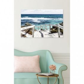 Tableau verre acrylique Direction Baignade paysage mer 90 x 60 cm - Décoration murale photo pour la maison