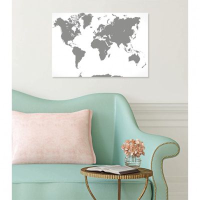 Tableau verre acrylique Une Nuance De Gris mappemonde grise 60 x 40 cm - Décoration murale photo pour la maison