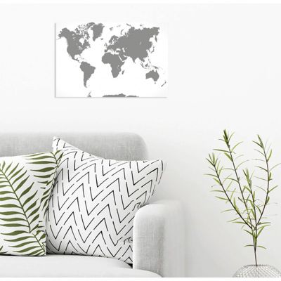 Tableau verre acrylique Une Nuance De Gris mappemonde grise 60 x 40 cm - Décoration murale photo pour la maison