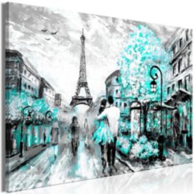 Tableau Villes Colourful Rendez-Vous (1 Part) Wide Turquoise 120x80 cm