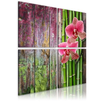 Tableau Zen Bambou et orchidée 40x40 cm