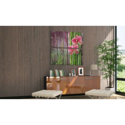Tableau Zen Bambou et orchidée 40x40 cm