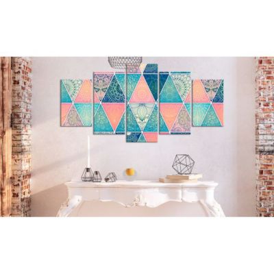 Tableau Zen Oriental Triangles (5 Parts) Wide 100x50 cm